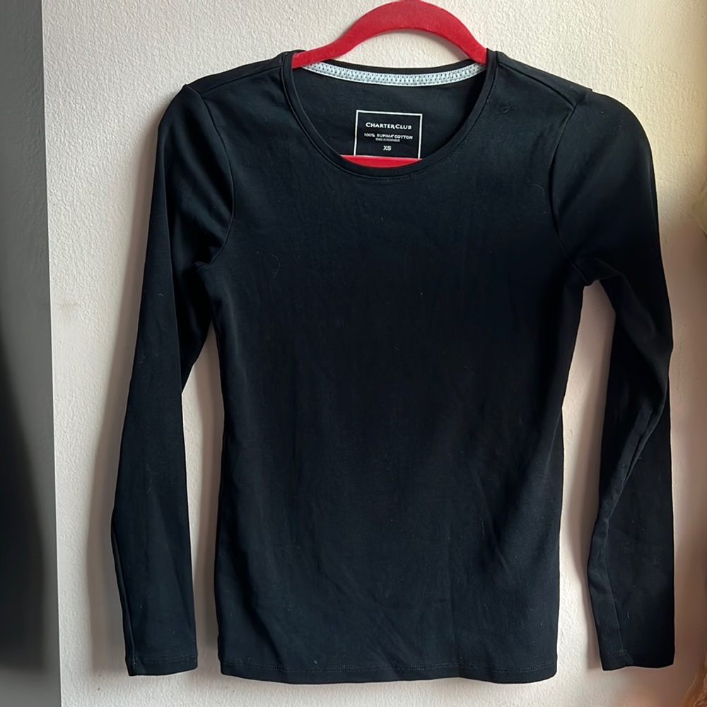 Charter club 100% Supima cotton size extra small black long sleeved top